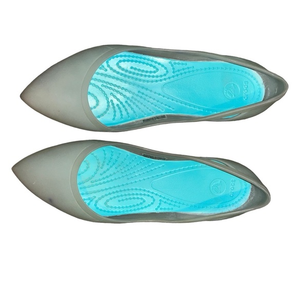 Crocs Rio Flat Womens Shoes size 7 Translucent Blue Pointy toe comfort - Picture 2 of 6